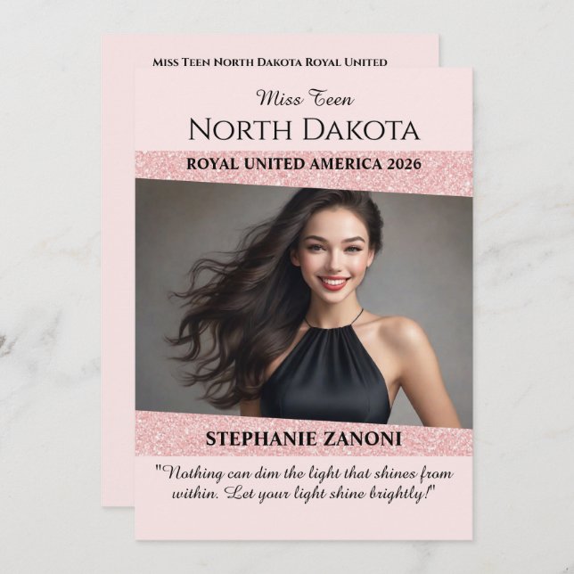 Autogrammkarte für Seiten | Rose Glitzer Glitz (Vorne/Hinten)