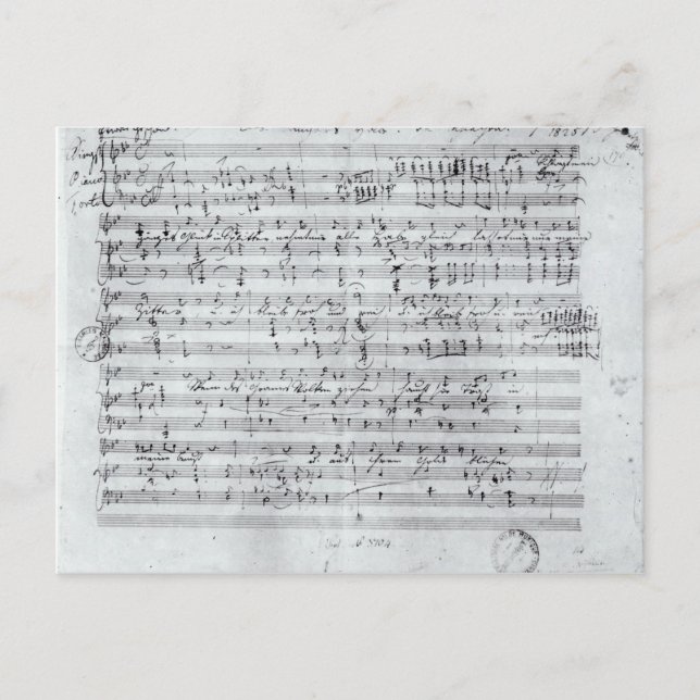 Autograph-Punktzahl für die Lüge 'Des Sangers Habe Postkarte (Vorderseite)