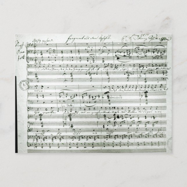 Autograph score of'Fragment aus dem Postkarte (Vorderseite)