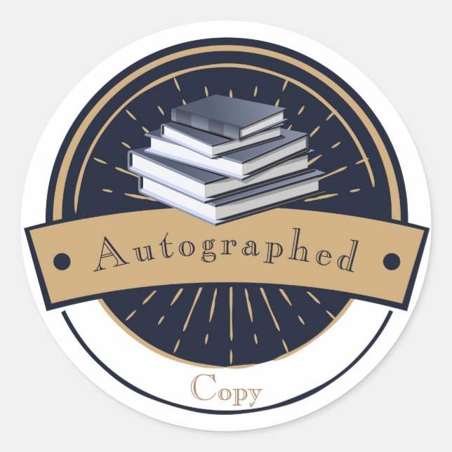 Autographische Kopie, Buchstapel Runder Aufkleber (Vorderseite)
