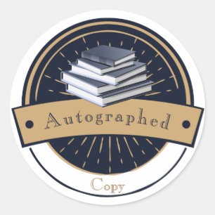 Autographische Kopie, Buchstapel Runder Aufkleber