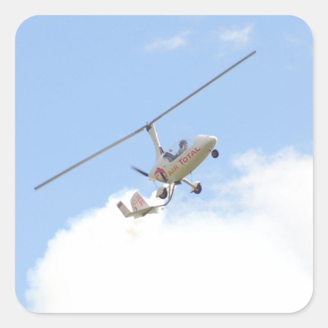 Autogyro im Flug Quadratischer Aufkleber (Vorderseite)