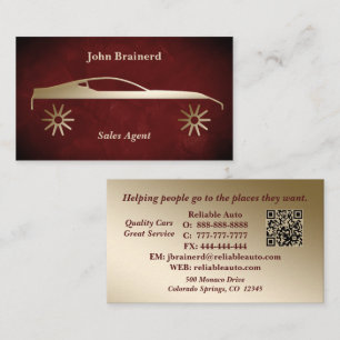Autohändler Velvet Crimson Rot & Gold QR Code  Visitenkarte