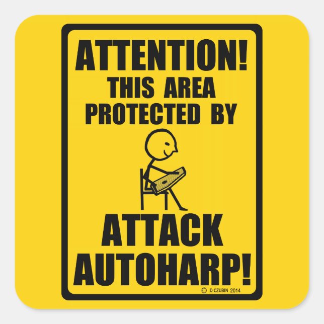 Autoharp angreifen quadratischer aufkleber (Vorderseite)