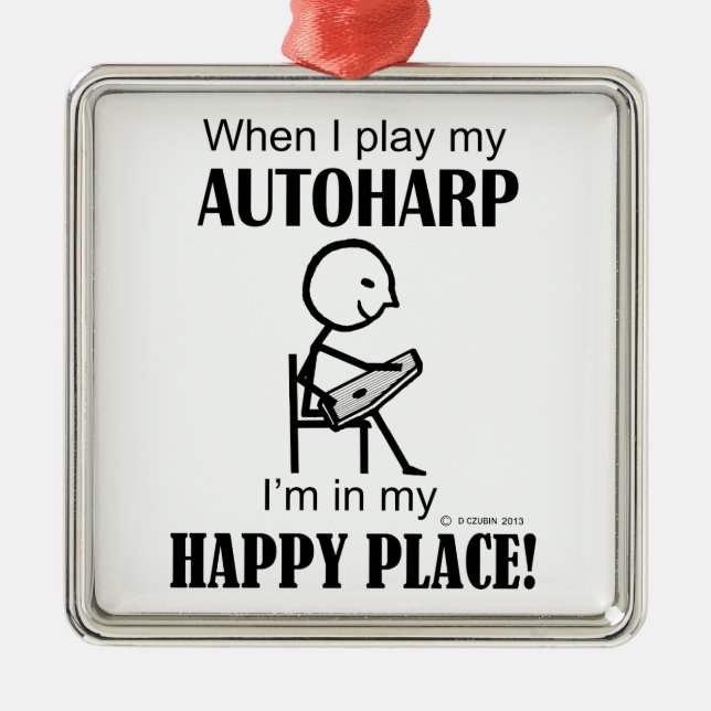 Autoharp Happy Place Ornament Aus Metall (Vorne)