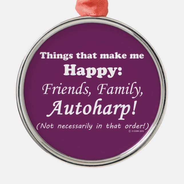 Autoharp macht mich glücklich silbernes ornament (Vorne)