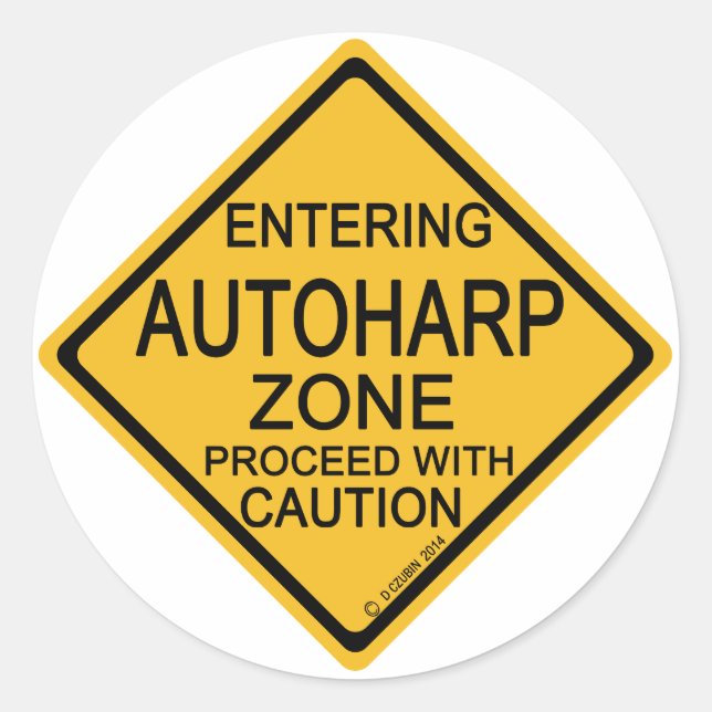 Autoharp-Zone betreten Runder Aufkleber (Vorderseite)