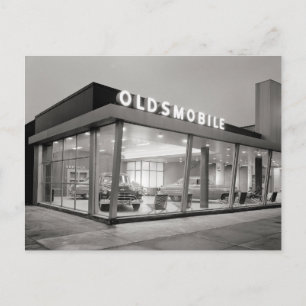 Autohaus im Stil der Mitte des 20. Jahrhunderts, 1 Postkarte