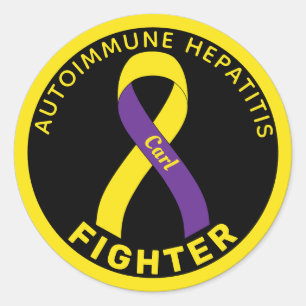 Autoimmune Hepatitis Fighter Ribbon Black Classic Runder Aufkleber