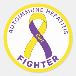 Autoimmune Hepatitis Fighter Ribbon White Classic Runder Aufkleber