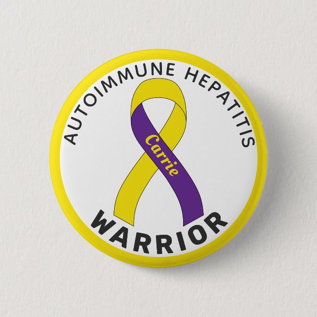 Autoimmune Hepatitis Warrior Ribbon weiße Taste Button (Vorderseite)