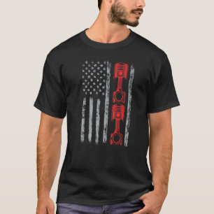 Autoliebhaber Amerikanische Flagge Kolben Muscle C T-Shirt
