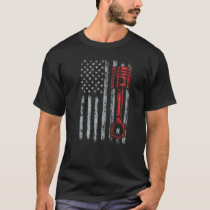 Autoliebhaber Amerikanische Flagge Kolben Muskel A T-Shirt
