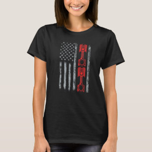 Autoliebhaber Amerikanische Flagge Kolben Muskelau T-Shirt