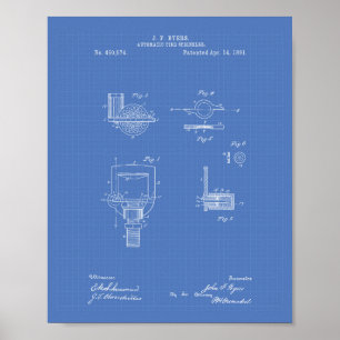 Automatische Feuerlöschanlage 1891 Patent - Blaupa Poster