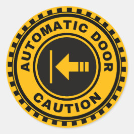 Automatische Tür wird Verlassen Runder Aufkleber