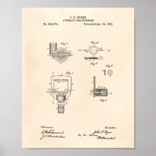 Automatischer Feuerlöscher 1891 Patent - Old Peper Poster