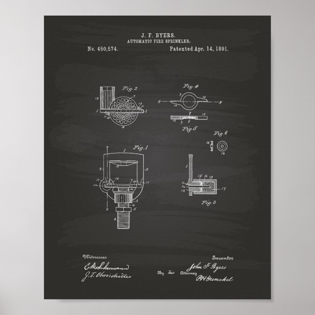 Automatischer Feuersprinkler 1891 Patent - Kopfbre Poster (Vorne)
