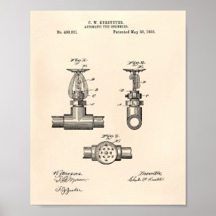 Automatischer Feuersprinkler 1893 Patent - Alter P Poster