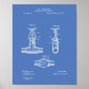 Automatischer Feuersprinkler 1893 Patent - Bluepri Poster