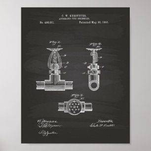 Automatischer Feuersprinkler 1893 Patent - Kopfbre Poster