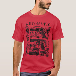 Automatischer Pistole Handgun Feuerwaffe Vintage W T-Shirt