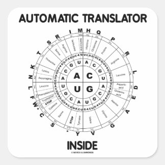 Automatischer Translator Inside (RNA Codon Wheel) Quadratischer Aufkleber