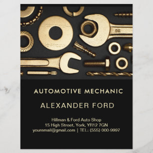 Automechaniker Garage Metallisches Goldstahl Flyer