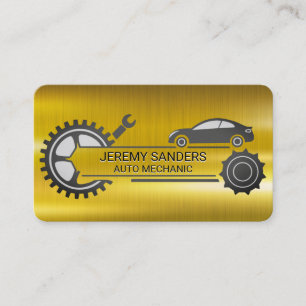 Automechaniker   Gold Metall   Autoreparatur Visitenkarte