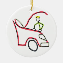 Automechaniker Stickman Keramik Ornament