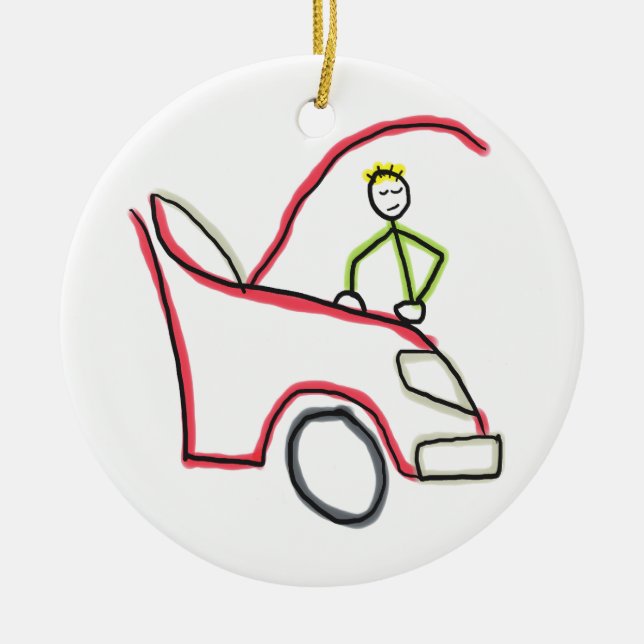 Automechaniker Stickman Keramik Ornament (Vorne)