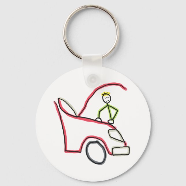 Automechaniker Stickman Schlüsselanhänger (Vorderseite)
