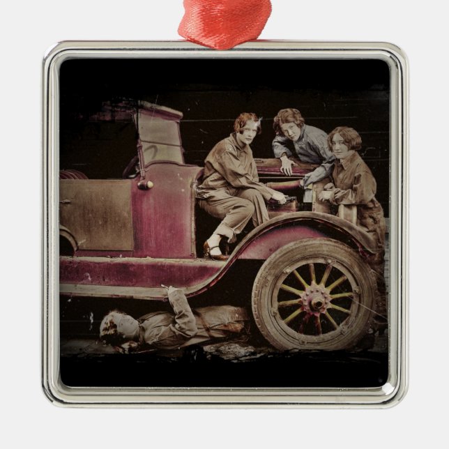 Automechanikerinnen der 1920er Jahre Silbernes Ornament (Vorne)