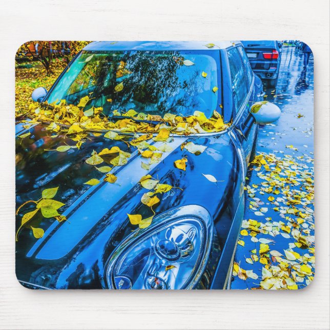 Automobil, Auto - Saison gefallener Blätter Mousepad (Vorne)