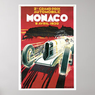 Automobil Monacos Grandprix Vintag Poster