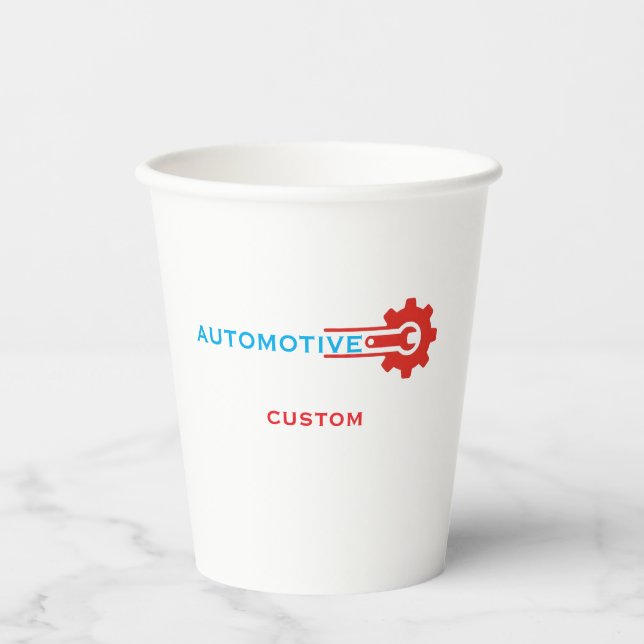 Automobil-Zahnrad-Logo Pappbecher (Vorderseite)