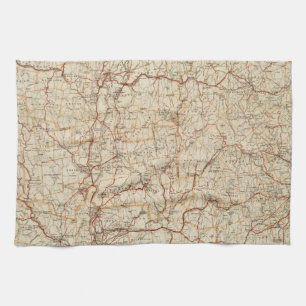 Automobilkarte Massachusetts Vintage-Geographie Au Geschirrtuch