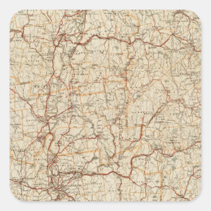 Automobilkarte Massachusetts Vintage-Geographie Au Quadratischer Aufkleber