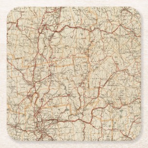 Automobilkarte Massachusetts Vintage-Geographie Au Rechteckiger Pappuntersetzer