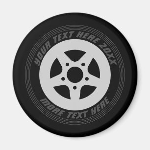 Automotive black car tire wheel cool custom fridge magnet