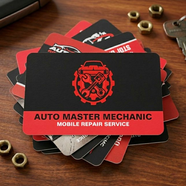 AUTOMOTIVE CAR REPAIR SERVICE | AUTO MECHANIC VISITENKARTE (Auto Mechanic Automotive Repair Service BusinessCard)