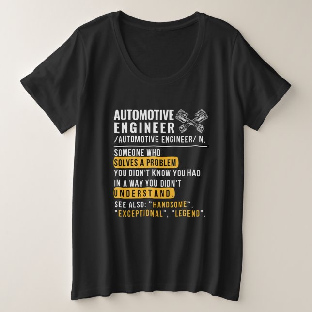 Automotive Engineer Definition Funny Job T Shirt (Design vorne)