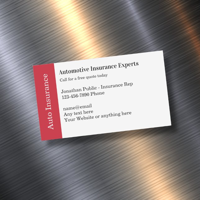 Automotive Insurance Rep Magnetic Business Cards Magnetische Visitenkarte (Von Creator hochgeladen)