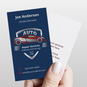 Automotive Red and Silver Car Logo Business Card Visitenkarte
