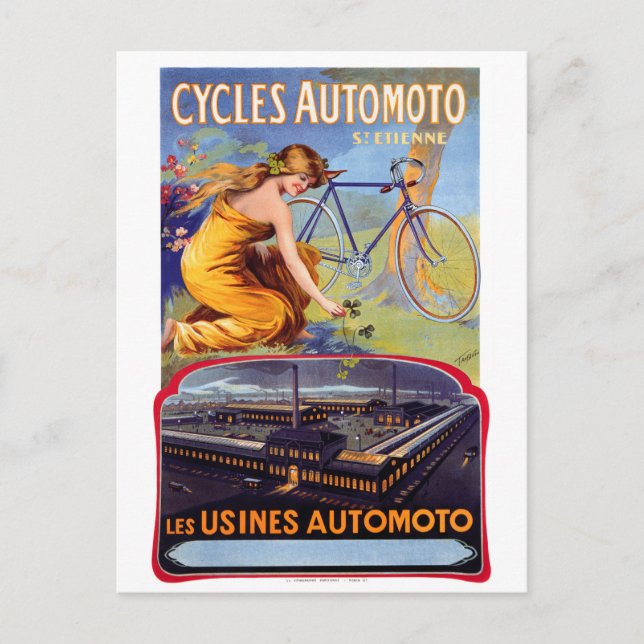 Automoto Cycles 1914 Vintages Werbeplakat Postkarte (Vorderseite)
