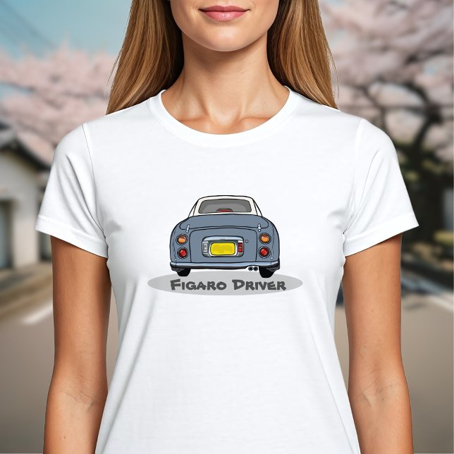 Autoname Lapis Gray Figaro Treiberinformationen T-Shirt (Add your name to this cute lapis figaro driver t-shirt! Perfect to wear whilst driving your cute car)