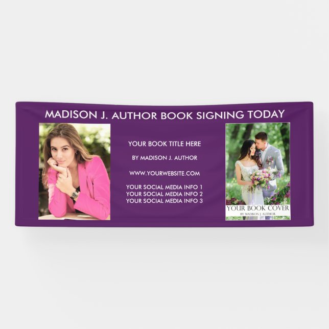 Autor Buch Foto Lila oder Auswahl Farbe Banner (Horizontal)