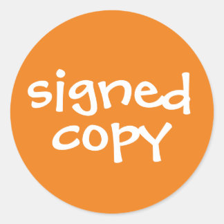 Autor Buch Unterzeichnete Kopie Orange Runder Aufkleber