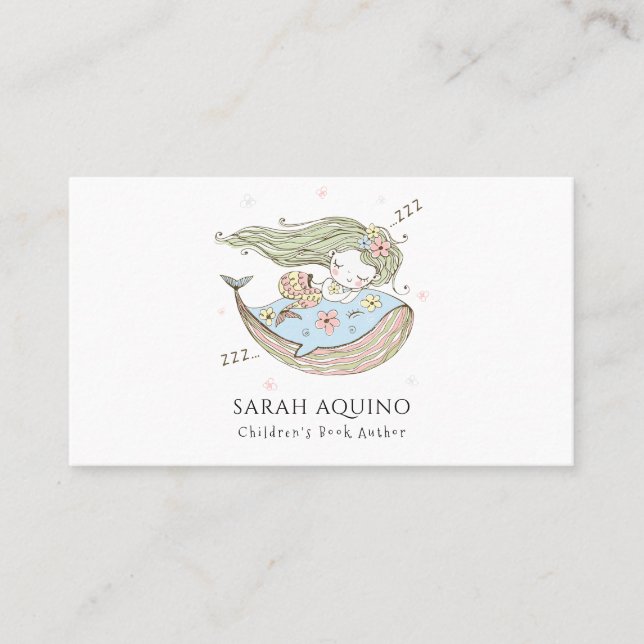 Autor des Kinderbuchs Mermaid Whale Business Card Visitenkarte (Vorderseite)