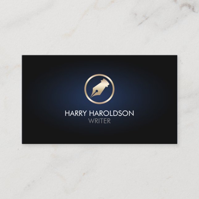 Autor Pen Nib Icon Business Card Visitenkarte (Vorderseite)